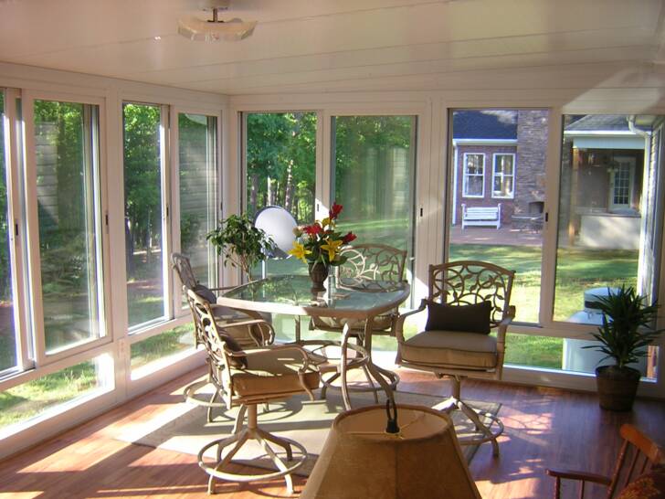 image shows sunroom from Porch Conversion of Seneca, SC. Sunrooms | Porch Conversions | EZE Breeze Windows
